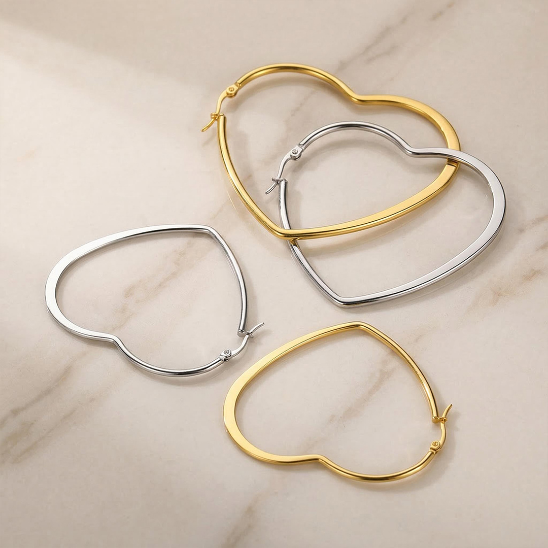 20mm-70mm Heart Hoop Earring