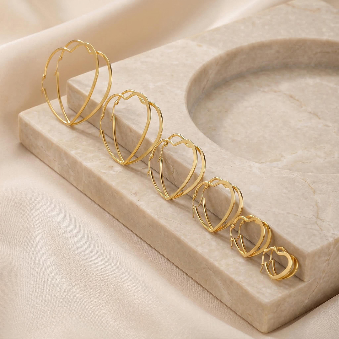 20mm-70mm Heart Hoop Earring