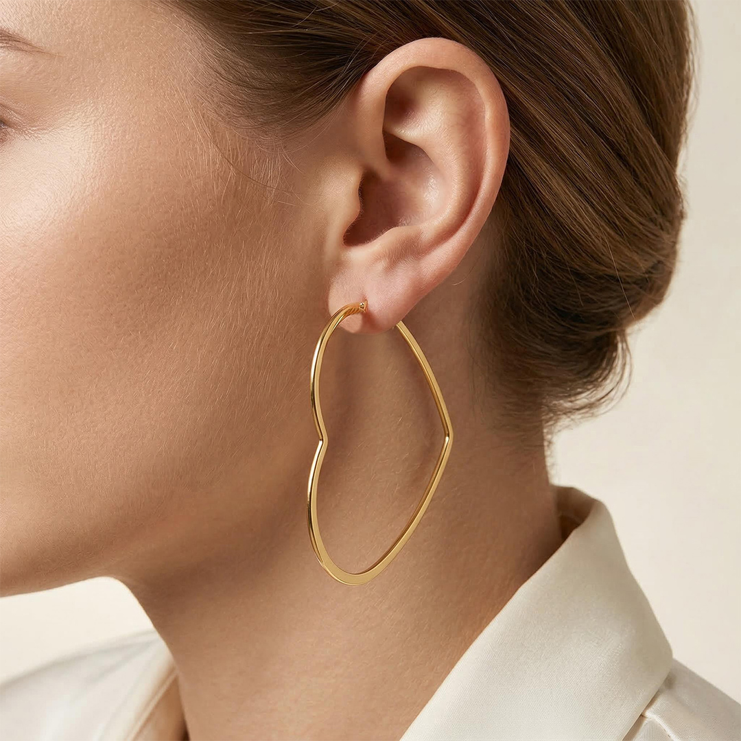 20mm-70mm Heart Hoop Earring