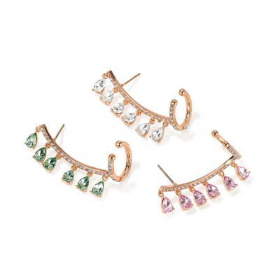 Waterdrop Tassel Ear Clip Stud Earrings-Single