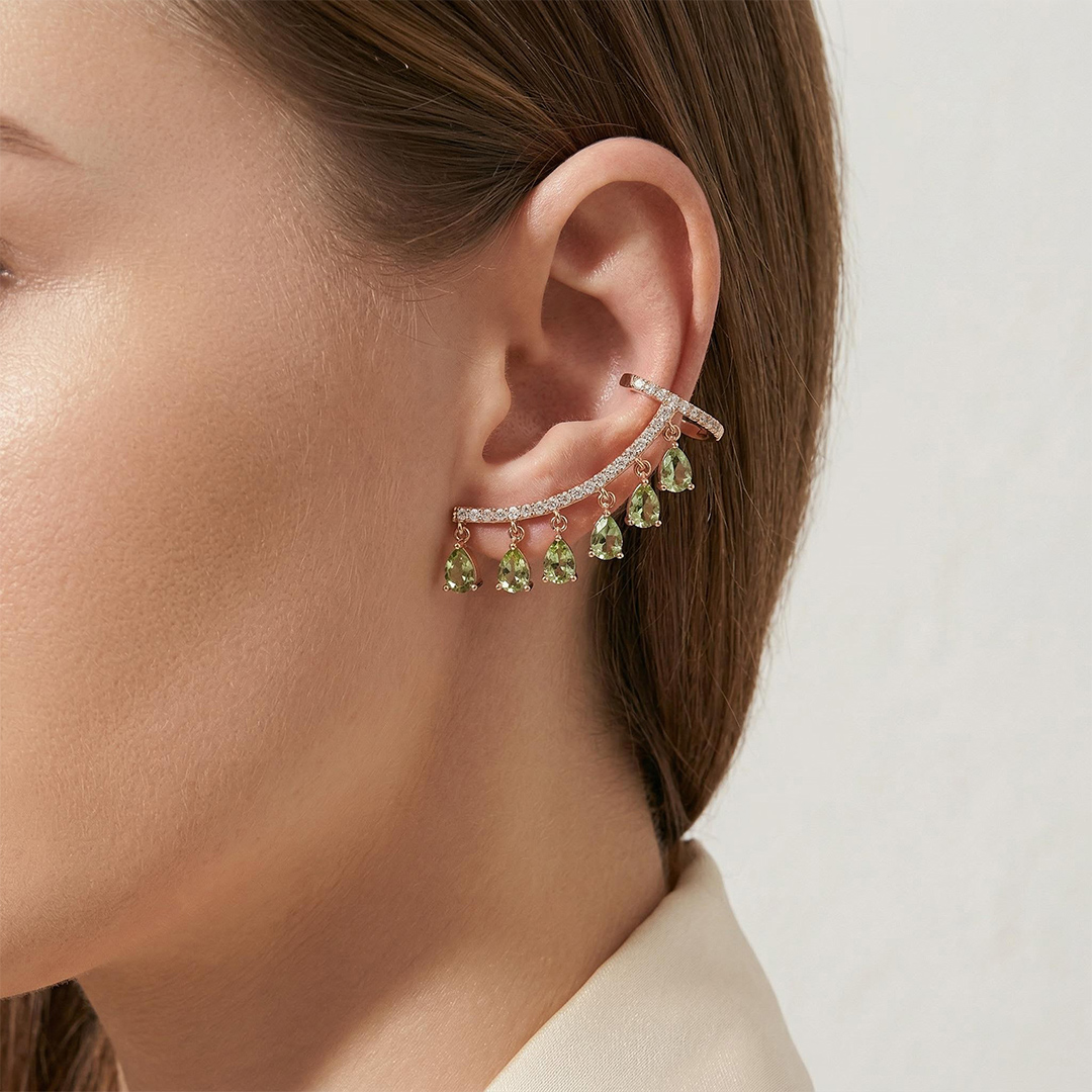 Waterdrop Tassel Ear Clip Stud Earrings-Single