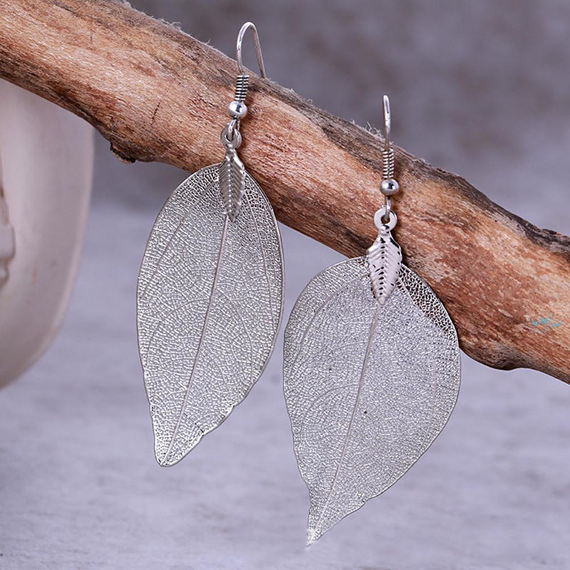 Hollow Out Leaf Dangle Earrings
