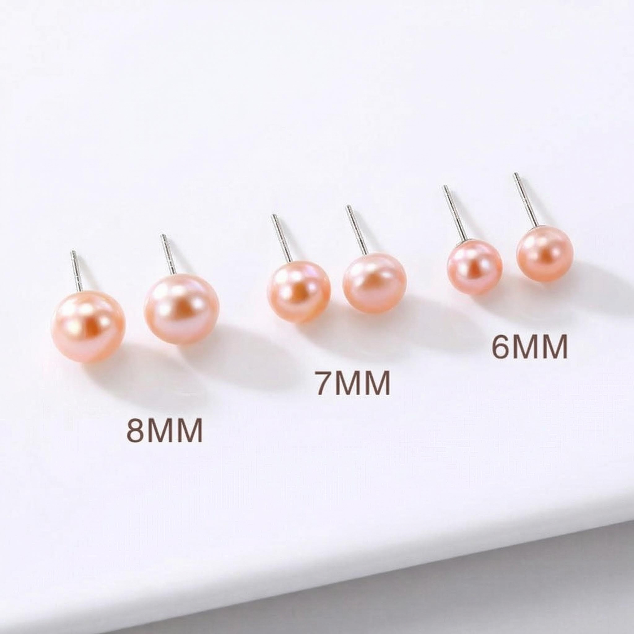 6mm/7mm/8mm White Freshwater Pearl Stud Earrings