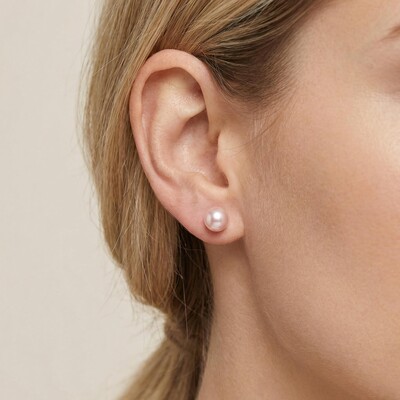 6mm/7mm/8mm White Freshwater Pearl Stud Earrings