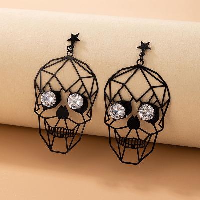  Personality Hollow Skull Face Dangle Earrings