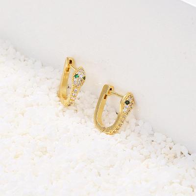 Iced Snake Earrings in Gold