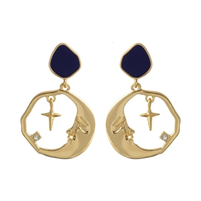 Crescent Moon Star Earrings