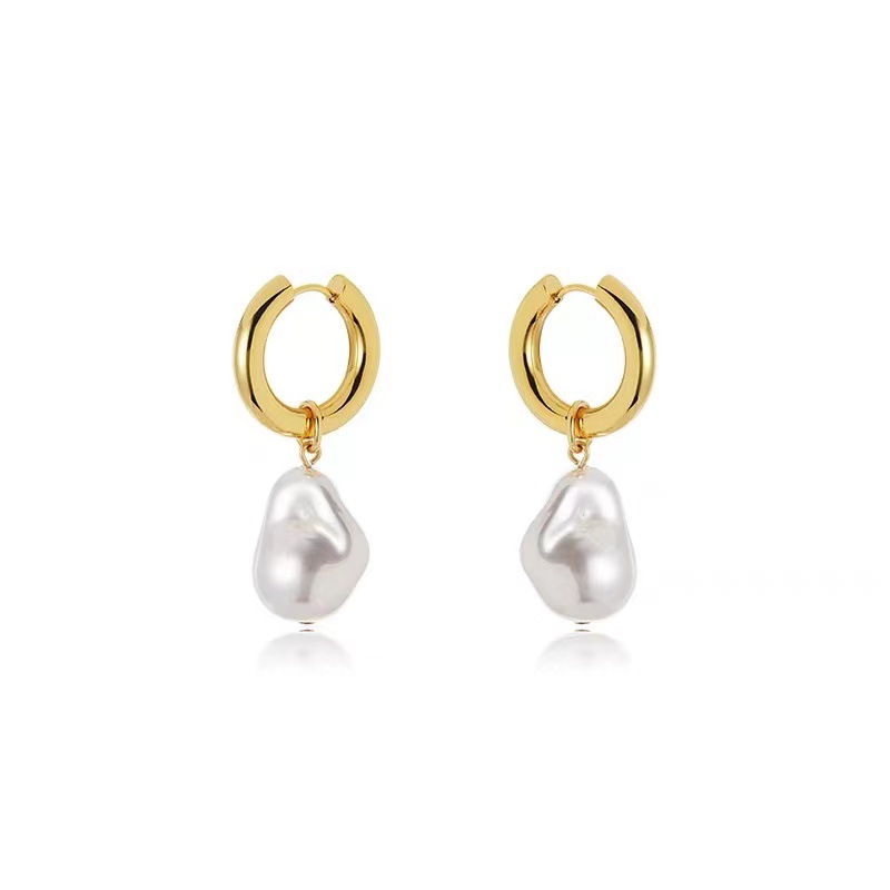 Pearl Charm Hoop Earrings