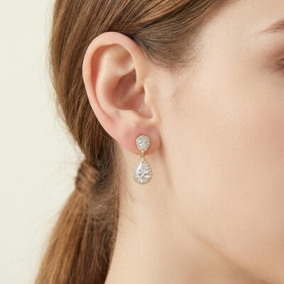 Classic Water Drop Bridal Dangle Earrings