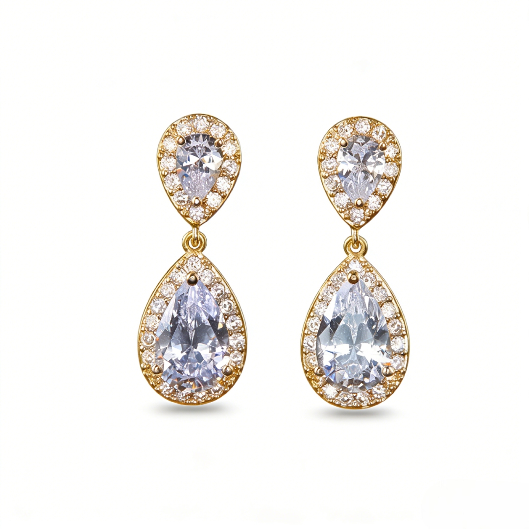 Classic Water Drop Bridal Dangle Earrings