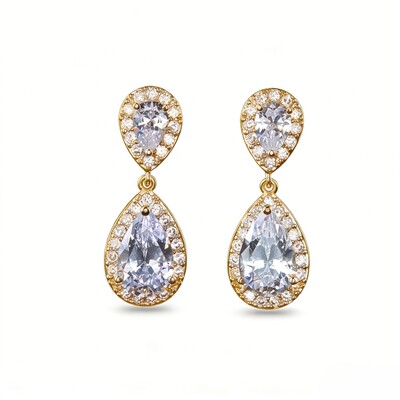 Classic Water Drop Bridal Dangle Earrings