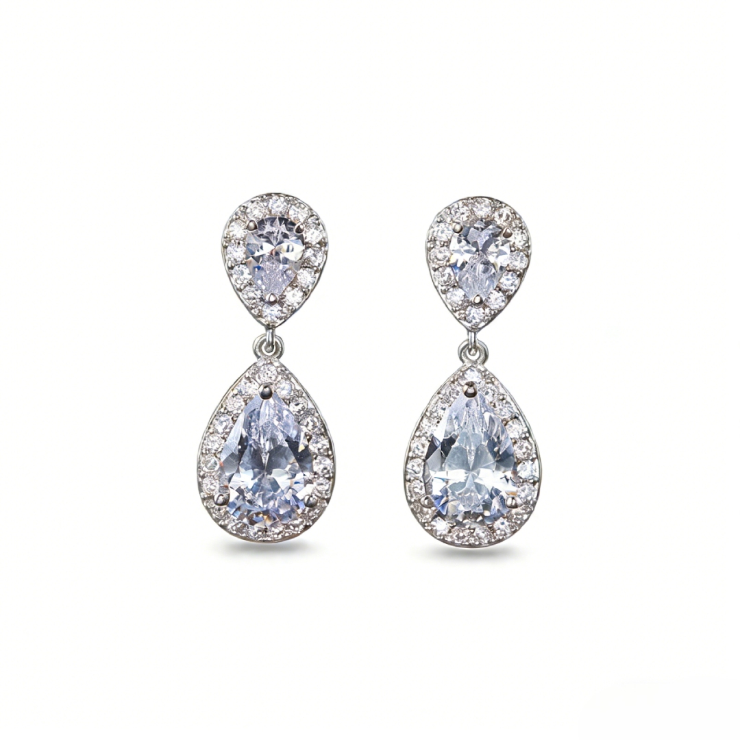 Classic Water Drop Bridal Dangle Earrings