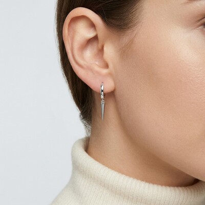  Sterling Silver Long Rivet Cone Dangle Earrings