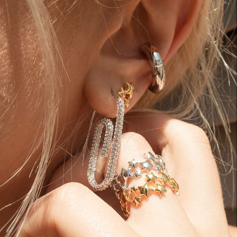 Micro Pave Paperclip Hook Earrings Micro Pave Paperclip Hook Earrings