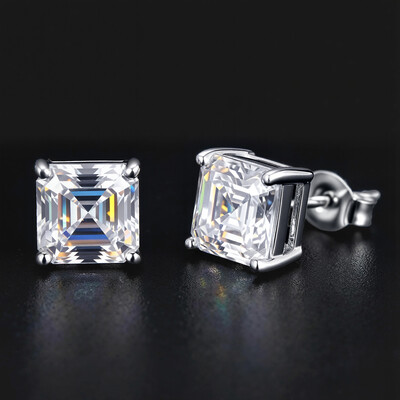 3Ct Asscher Cut Stud Earrings