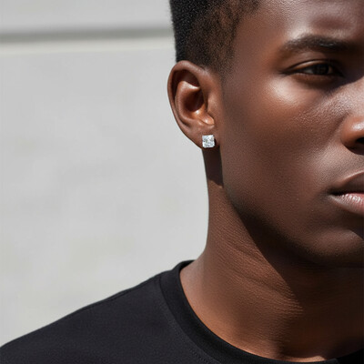 3Ct Asscher Cut Stud Earrings