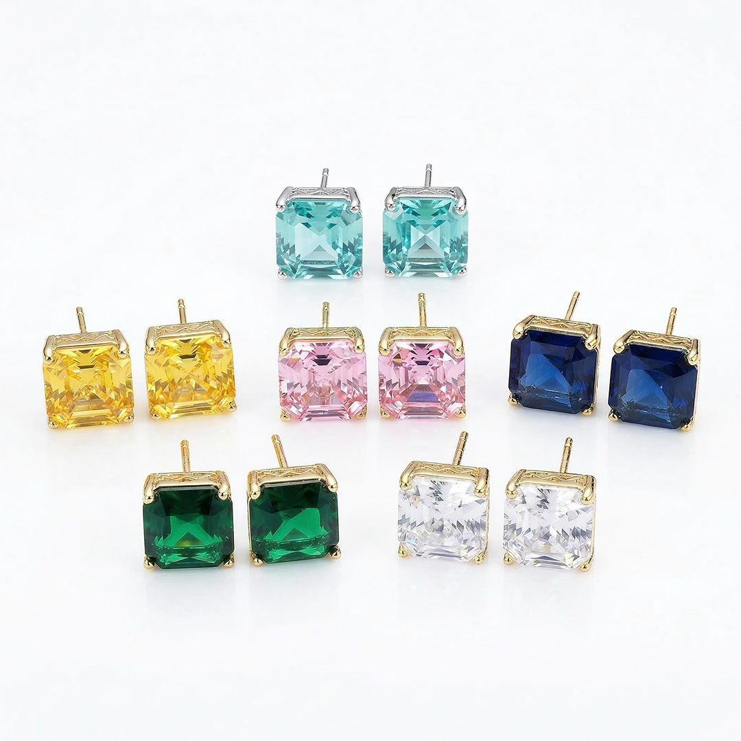 Colorful Square Stud Earrings