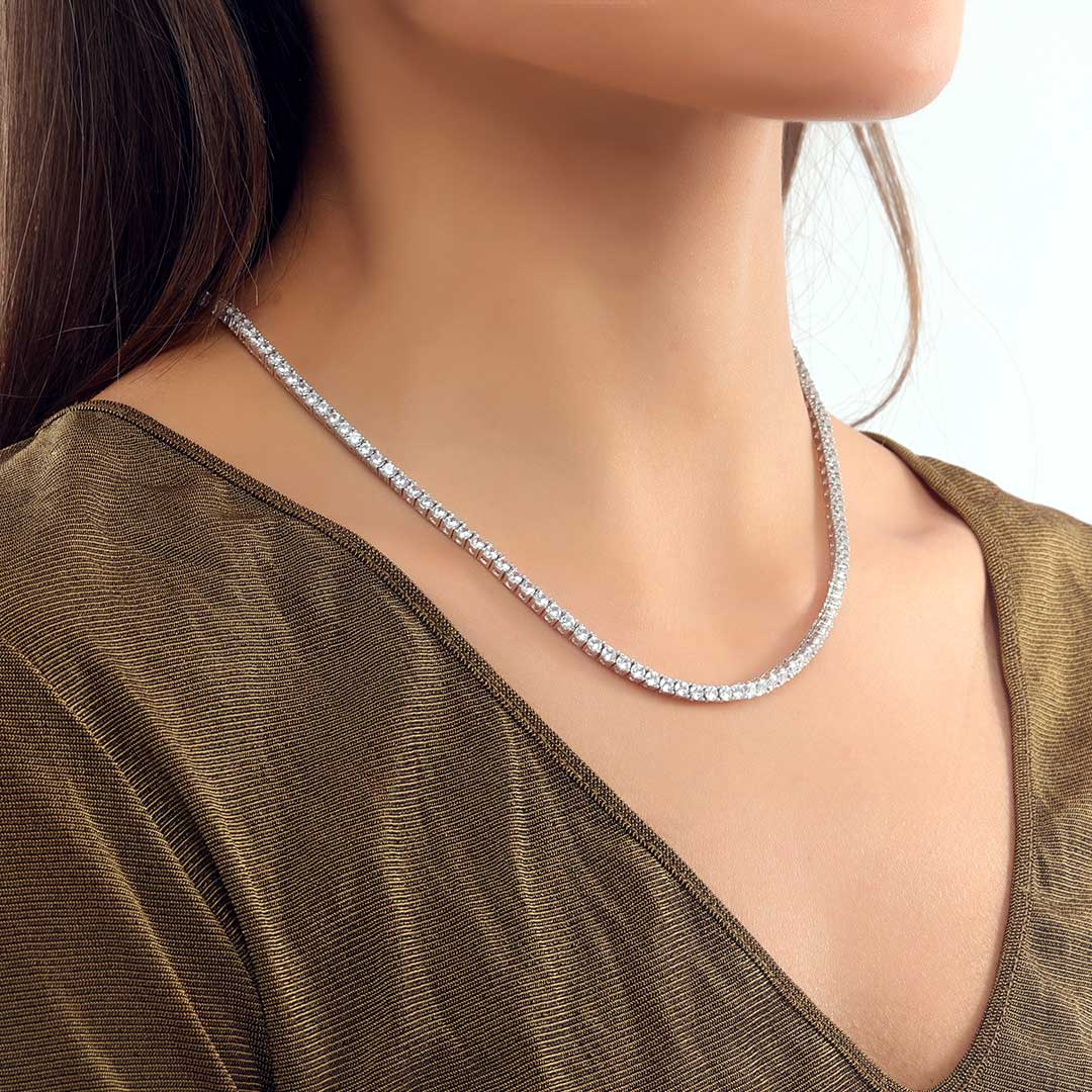 3mm Tennis Necklace in White Gold for Women