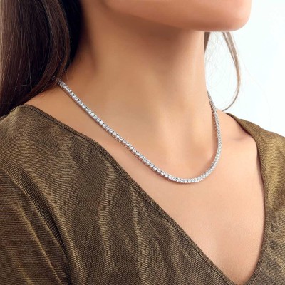 3mm Tennis Necklace in White Gold for Women