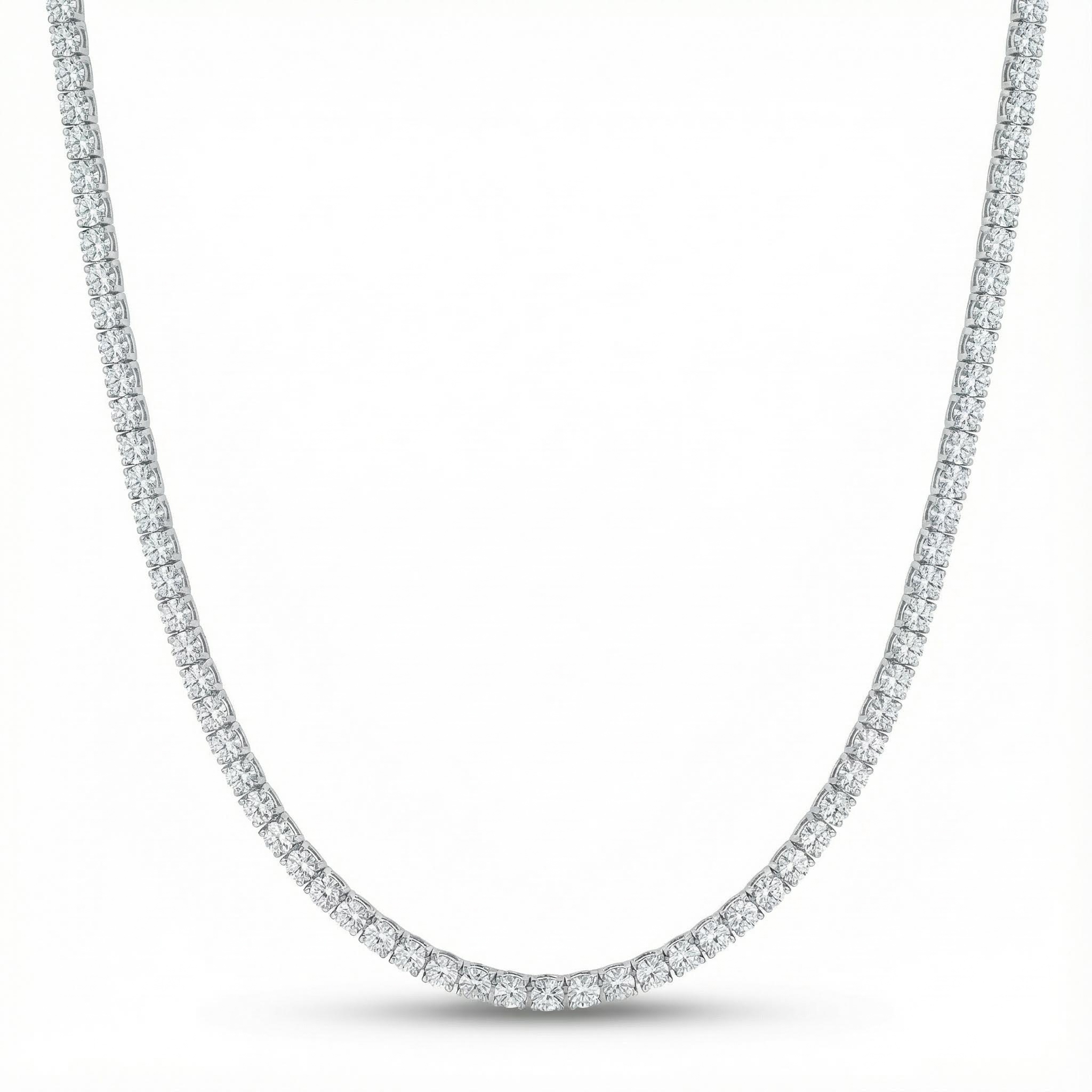 3mm Tennis Necklace in White Gold for Women