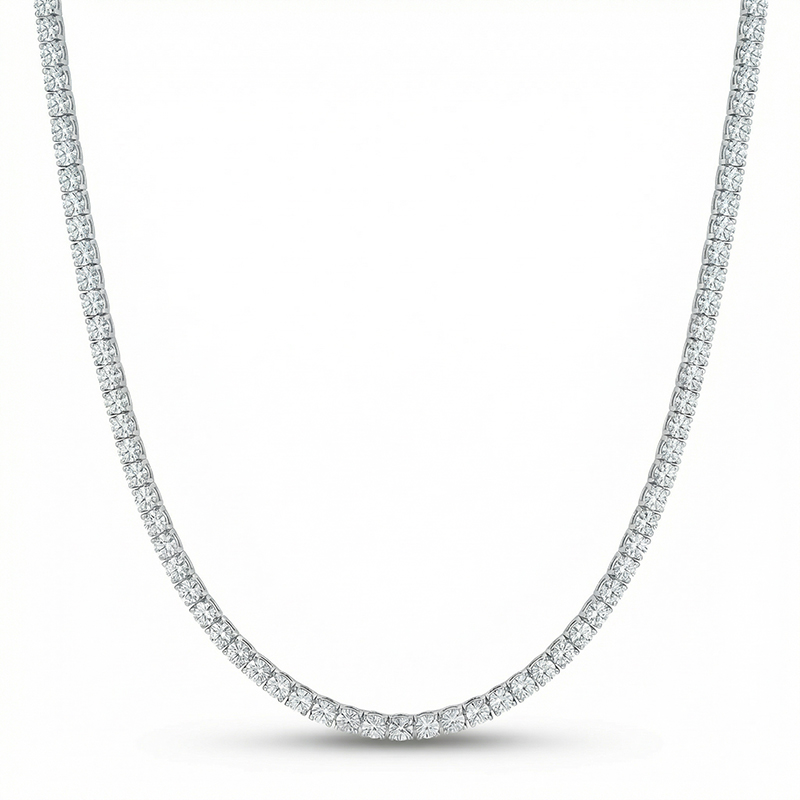 3mm Tennis Necklace in White Gold for Women