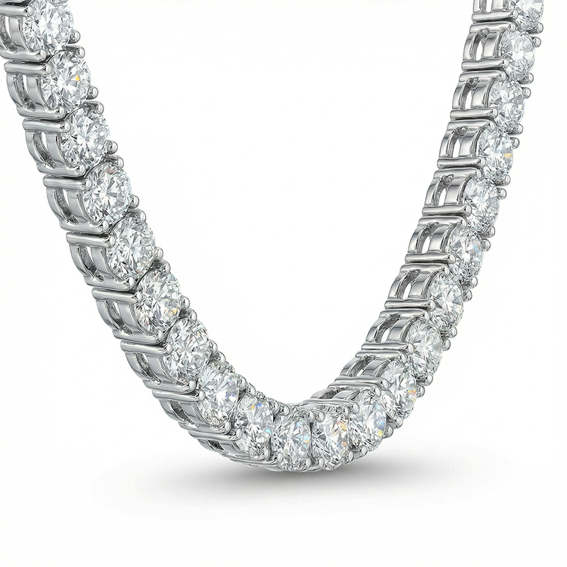 3mm Tennis Necklace in White Gold for Women