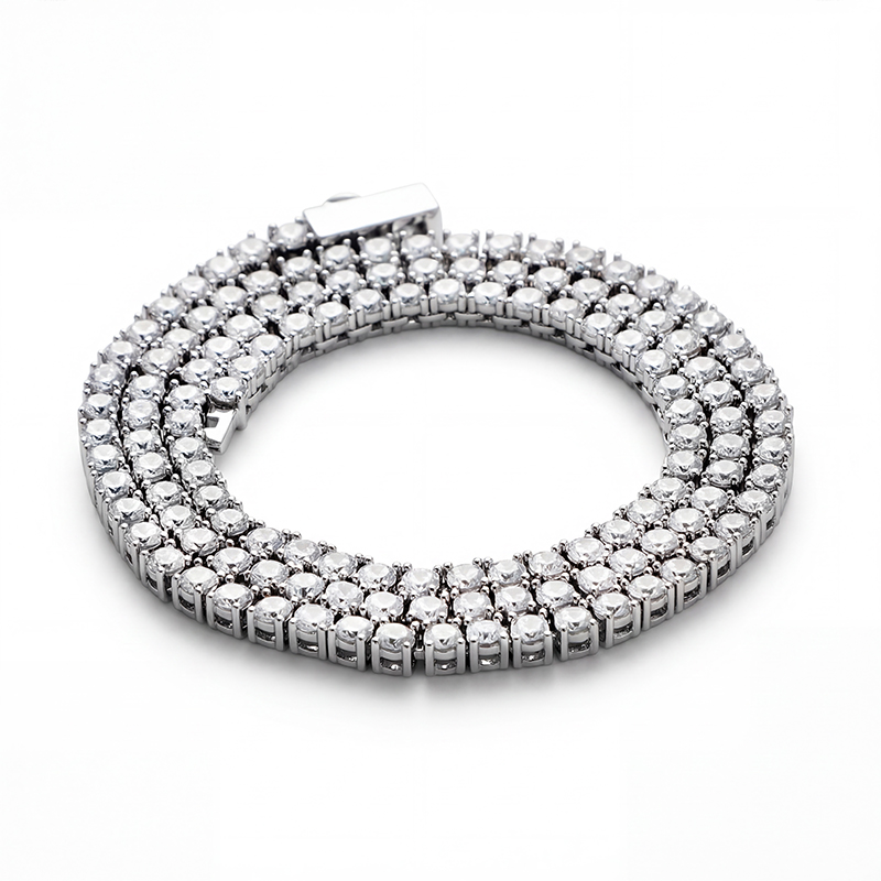 3mm Tennis Necklace in White Gold for Women