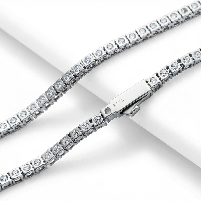3mm Tennis Necklace in White Gold for Women
