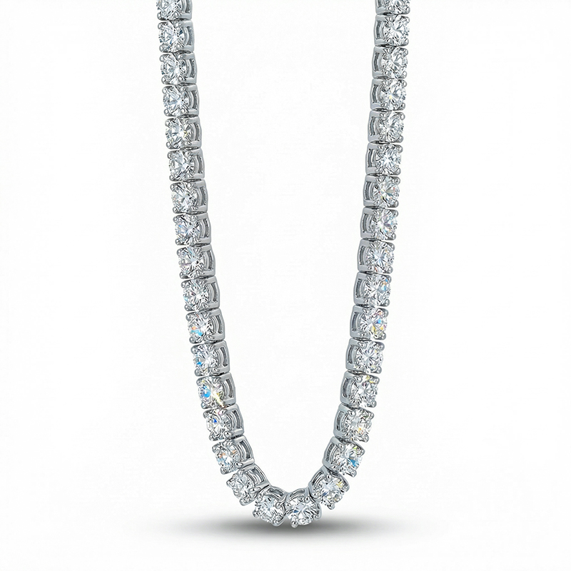 3mm Tennis Necklace in White Gold for Women