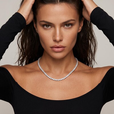 3mm Tennis Necklace in White Gold for Women