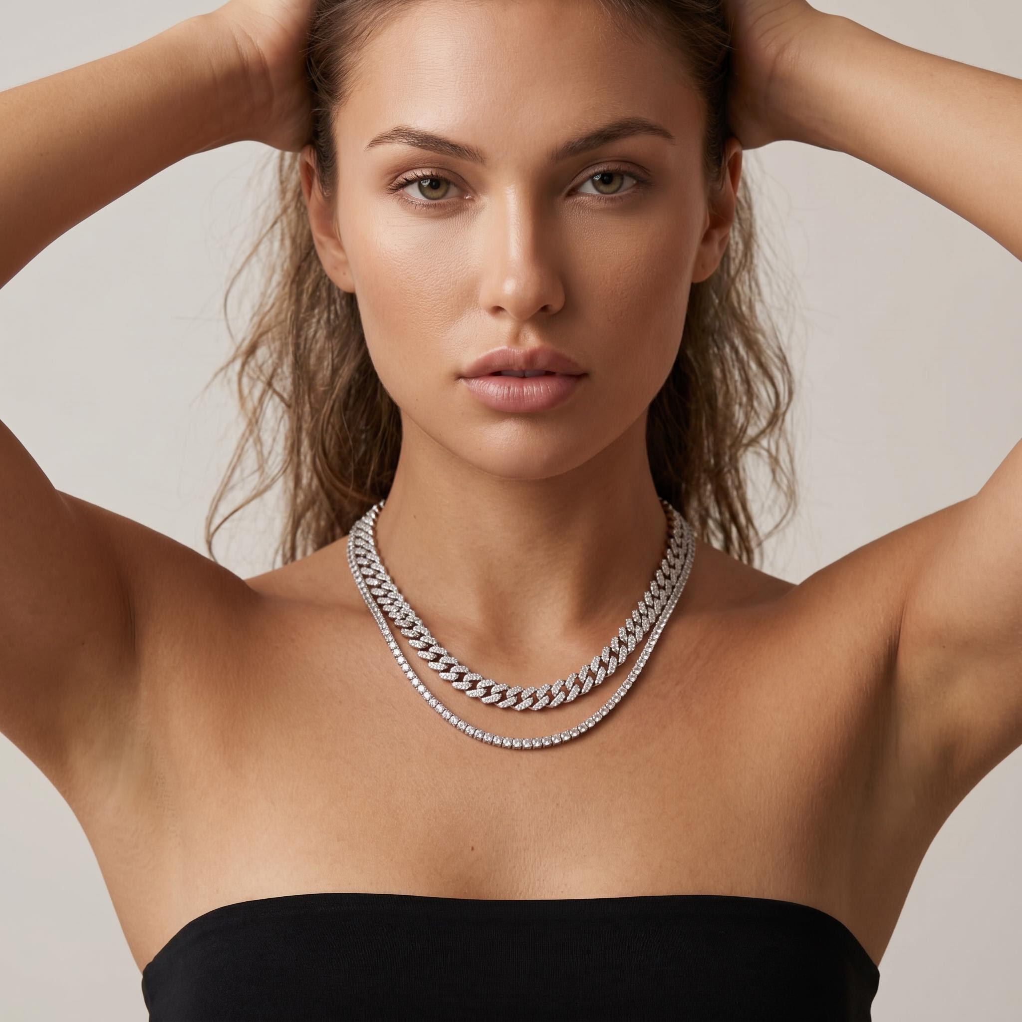 3mm Tennis Necklace in White Gold for Women