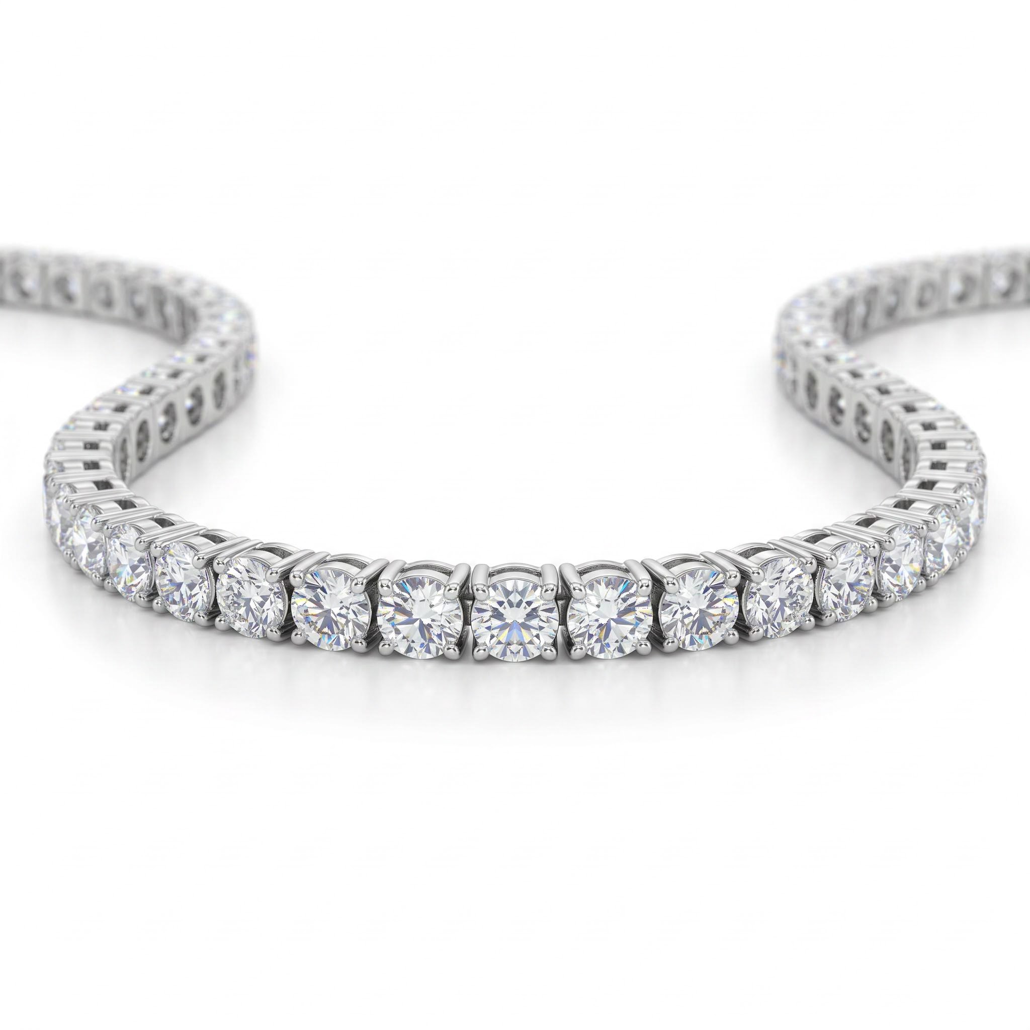 3mm Tennis Necklace in White Gold for Women