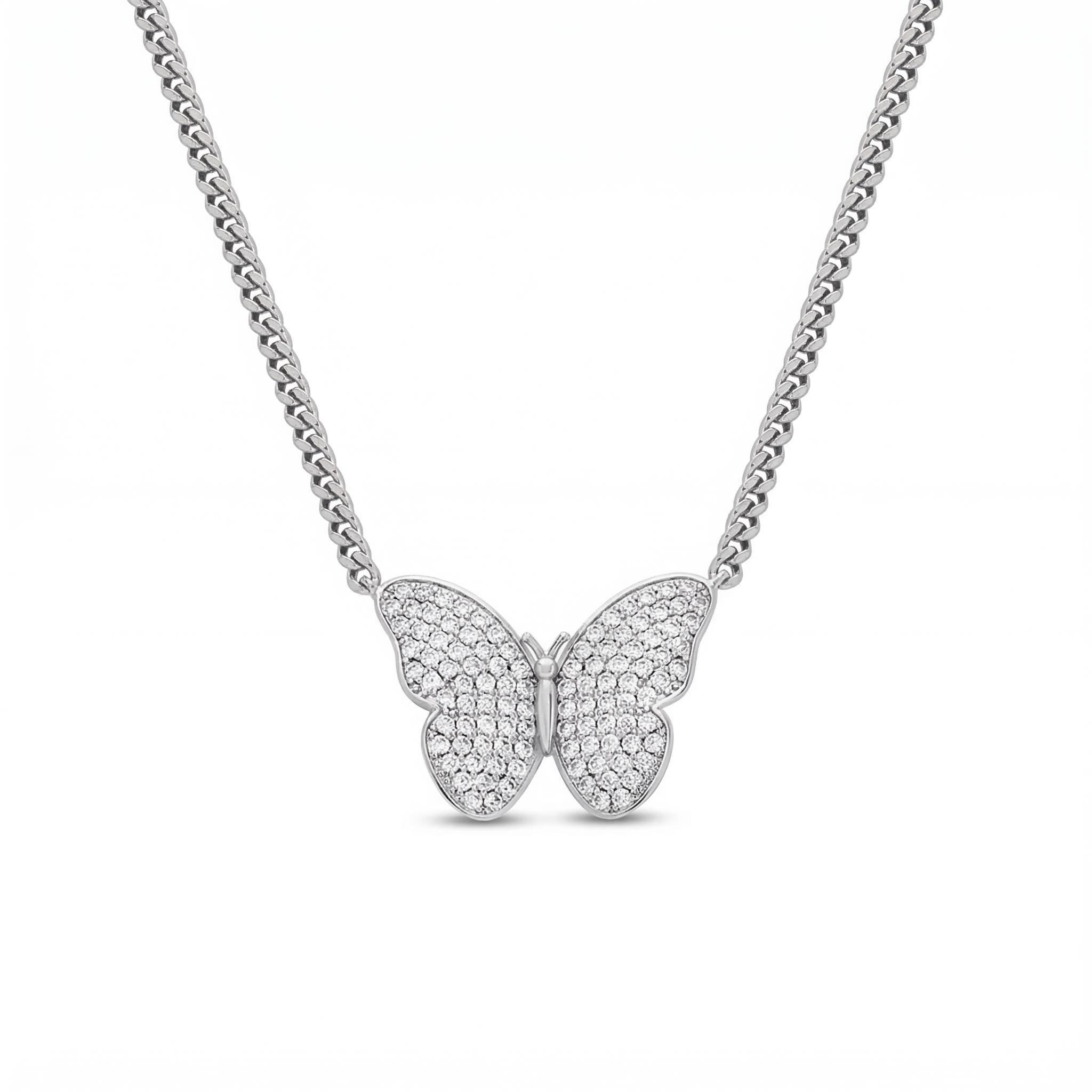 Iced Butterfly Cuban Necklace