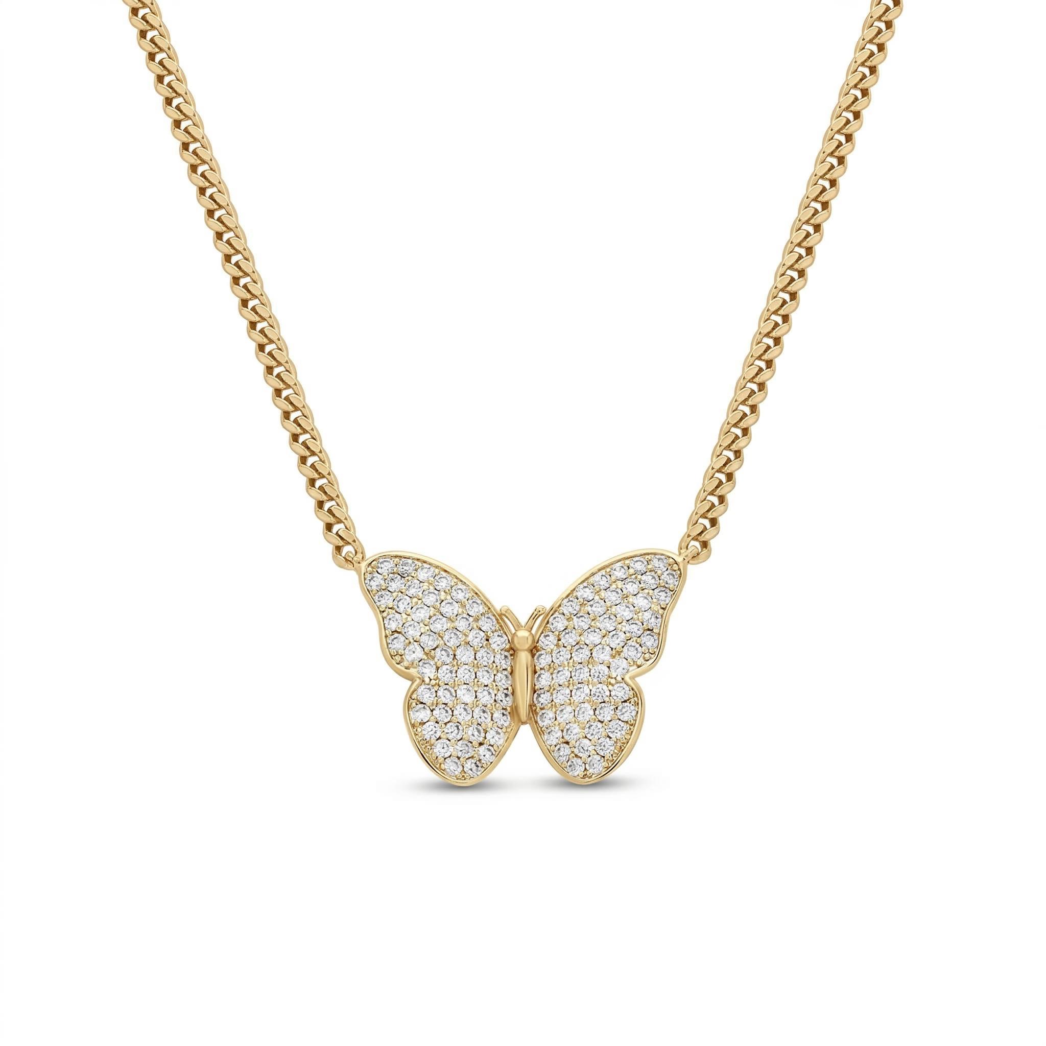 Iced Butterfly Cuban Necklace