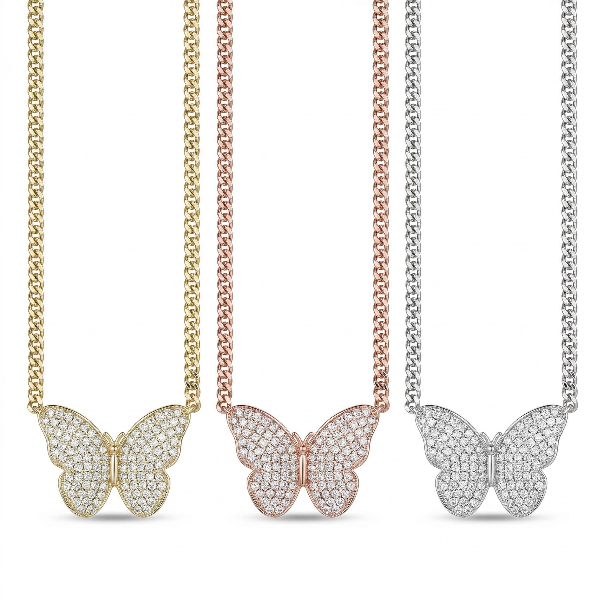 Iced Butterfly Cuban Necklace