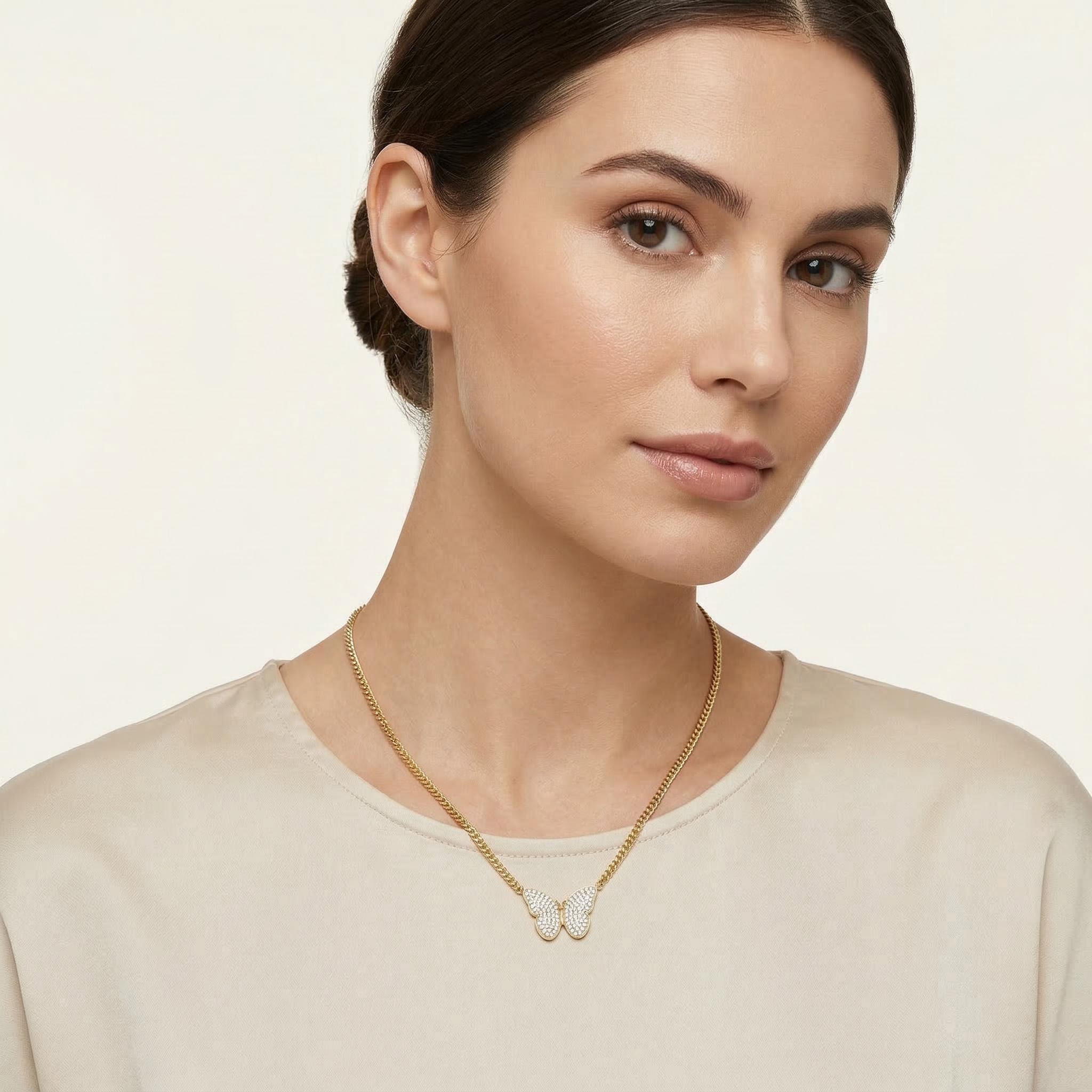 Iced Butterfly Cuban Necklace