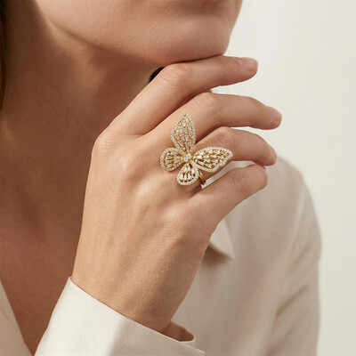 Women's Baguette Stone Butterfly Open Ring