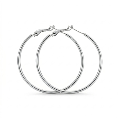20mm-70mm Circle Hoop Earring in White Gold