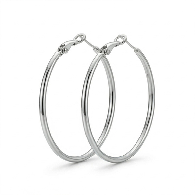 20mm-70mm Circle Hoop Earring in White Gold