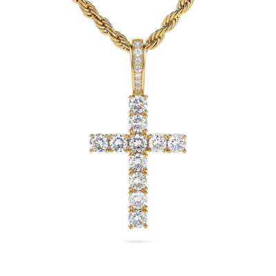 Women's Iced Cross Pendant in Gold