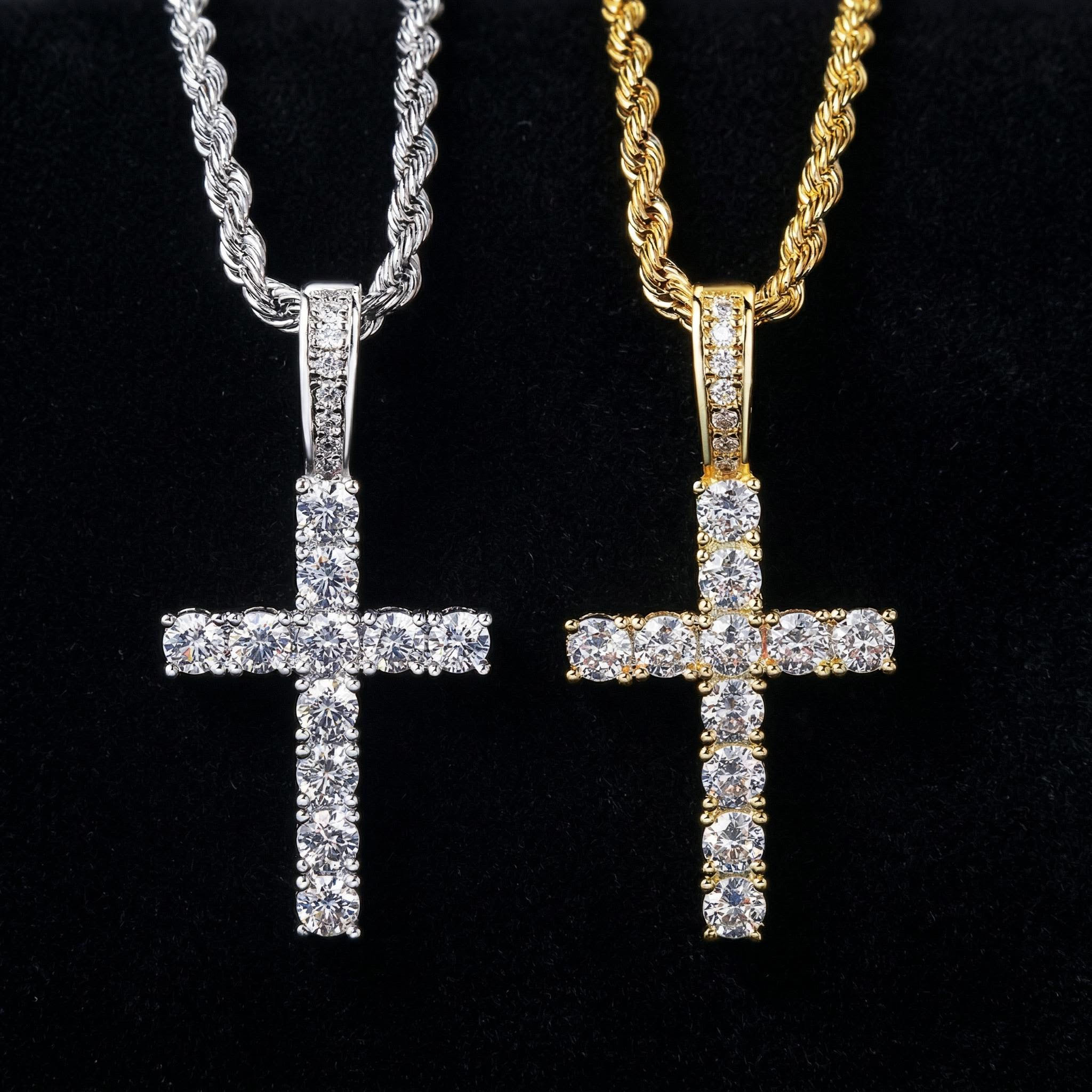 Women's Iced Cross Pendant in Gold