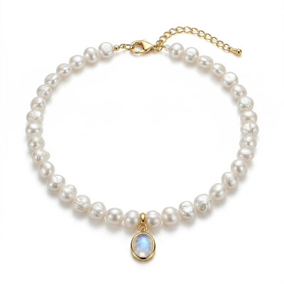11mm Baroque Pearl with Moonstone Choker Necklace
