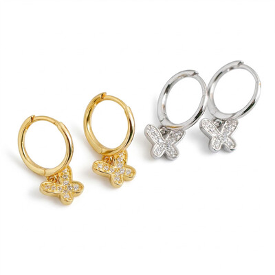 Sterling Silver Iced Butterfly Earrings
