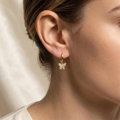 Sterling Silver Iced Butterfly Earrings