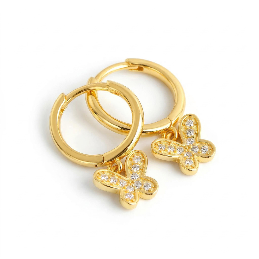 Sterling Silver Iced Butterfly Earrings