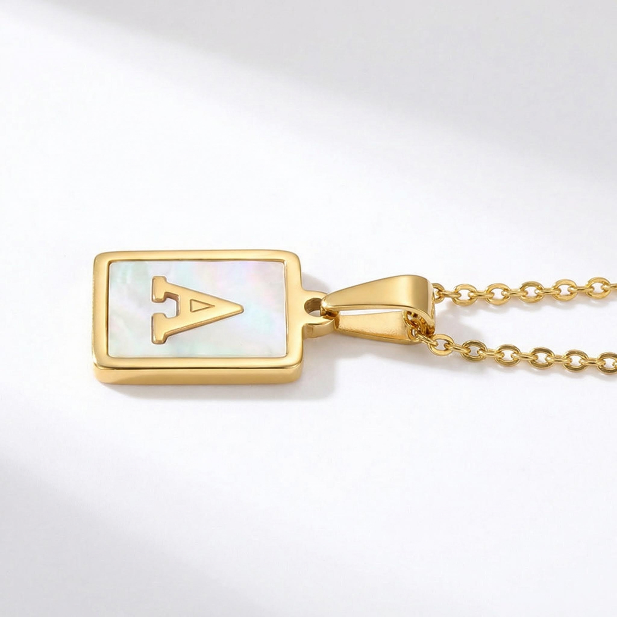 Women's Square Shell Letter Pendant