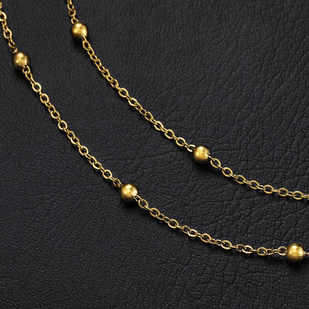 3mm Interval Beads Chain in Gold