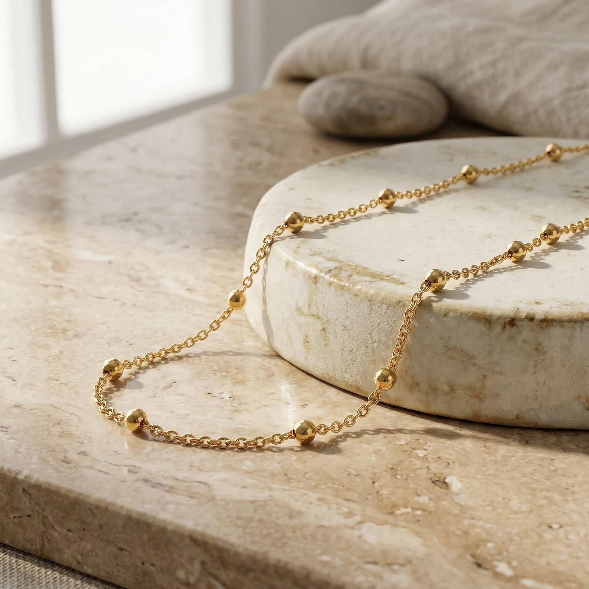 3mm Interval Beads Chain in Gold