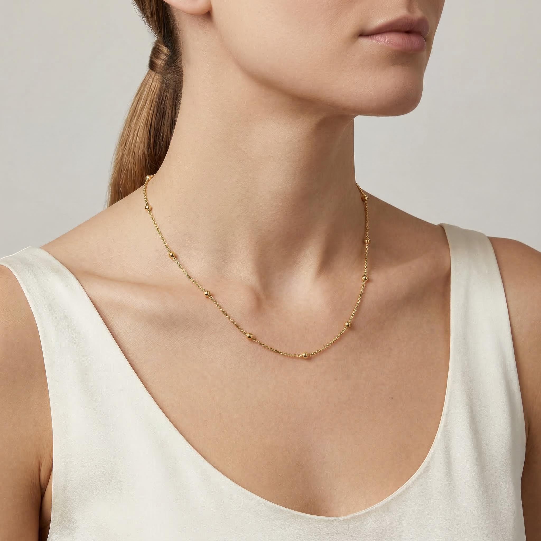 3mm Interval Beads Chain in Gold