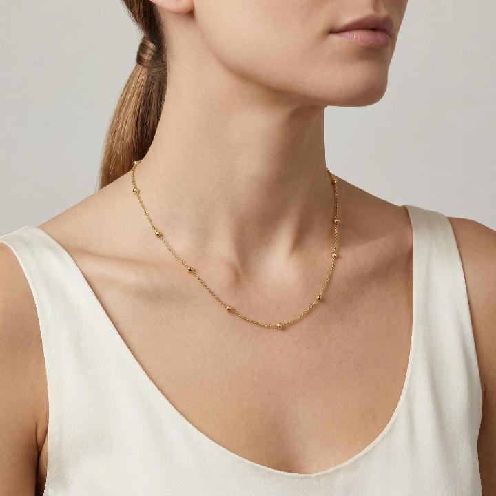 3mm Interval Beads Chain in Gold